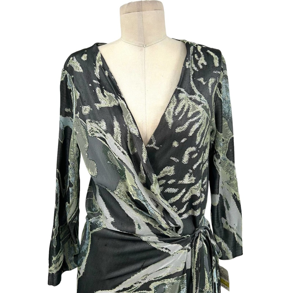 Diane Von Furstenberg Black and Olive Wrap Dress - Picture 2 of 11